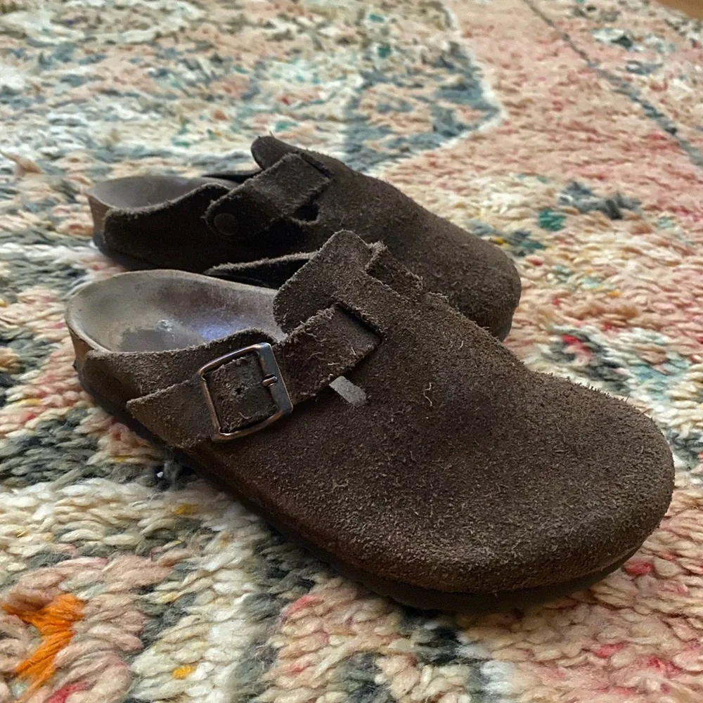 Birkenstock Brown Suede Boston Clogs - Picture 5 of 7